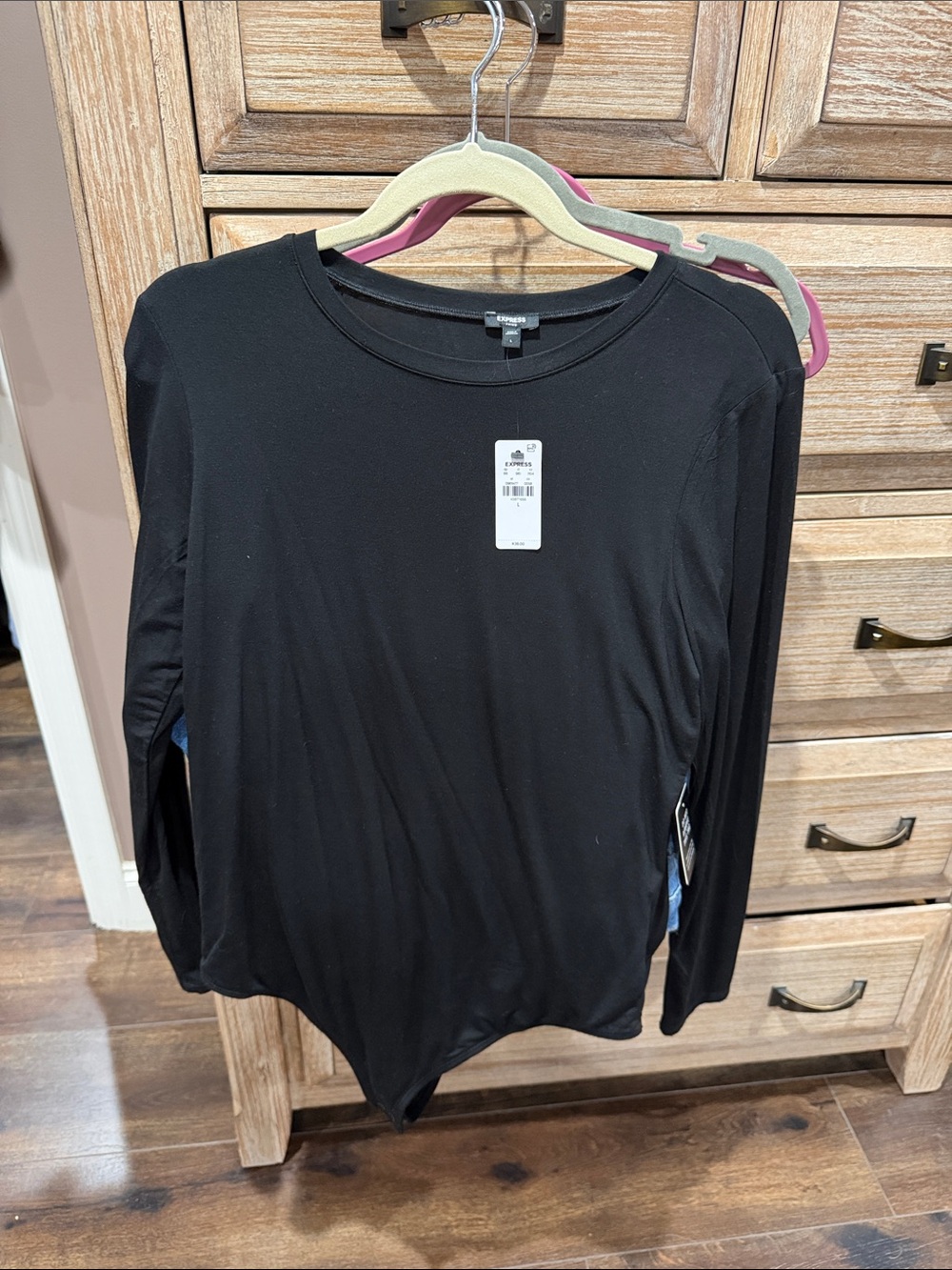 Express Black Long-Sleeve Crewneck Bodysuit